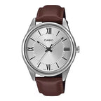 Casio Classic 40mm Silver Men's Brown Leather Analogue Watch