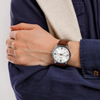Casio Classic 40mm Silver Men's Brown Leather Analogue Watch