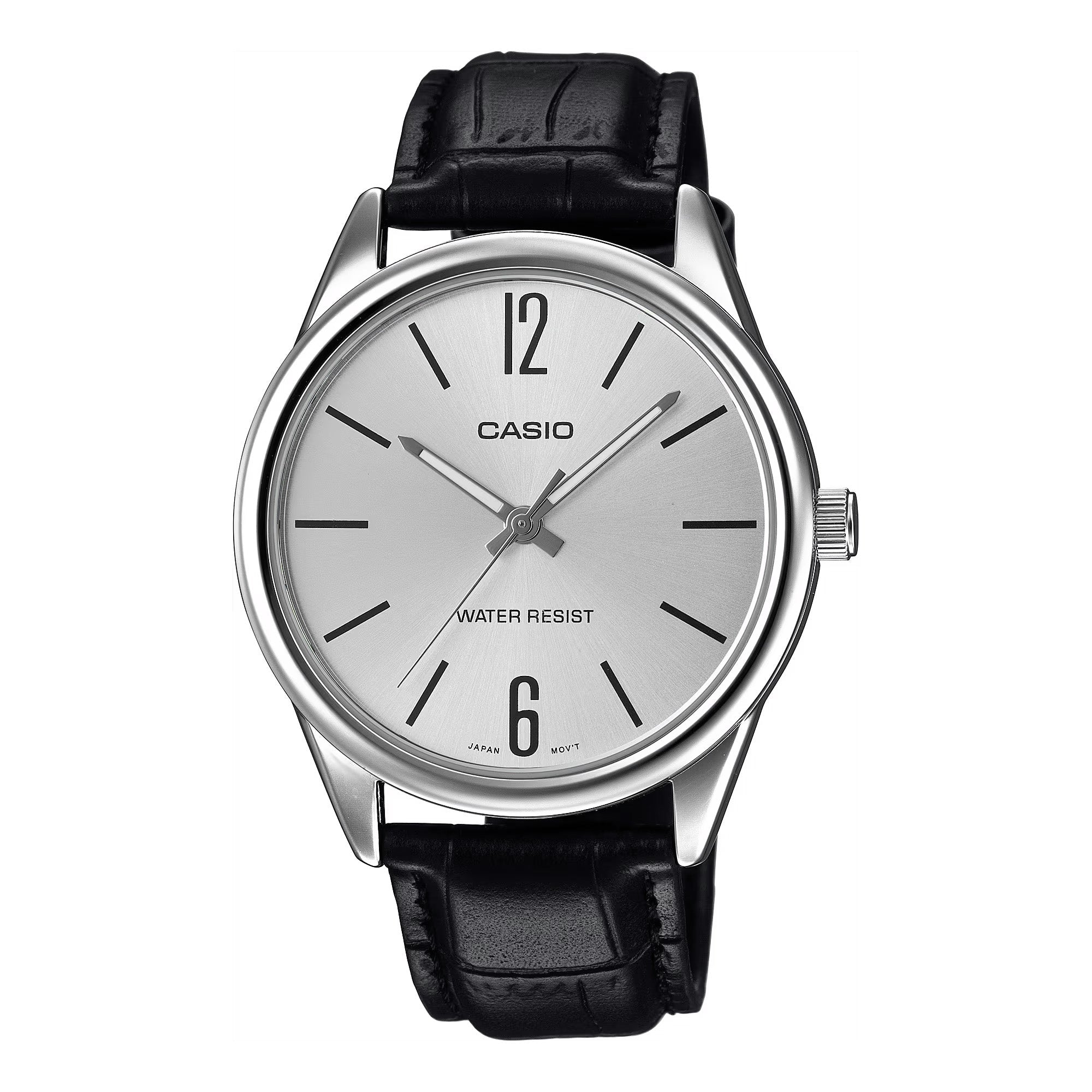 Casio Classic 40mm Silver Men's Black Leather Analogue Silver Watch