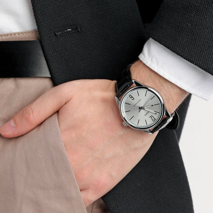 Casio Classic 40mm Silver Men's Black Leather Analogue Silver Watch