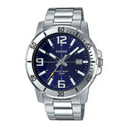 Casio Men's Watch 45mm Enticer Link Bracelet Blue Stainless Steel
