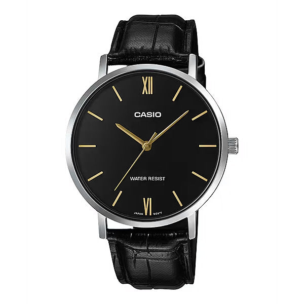 Casio Men's Black Leather Watch