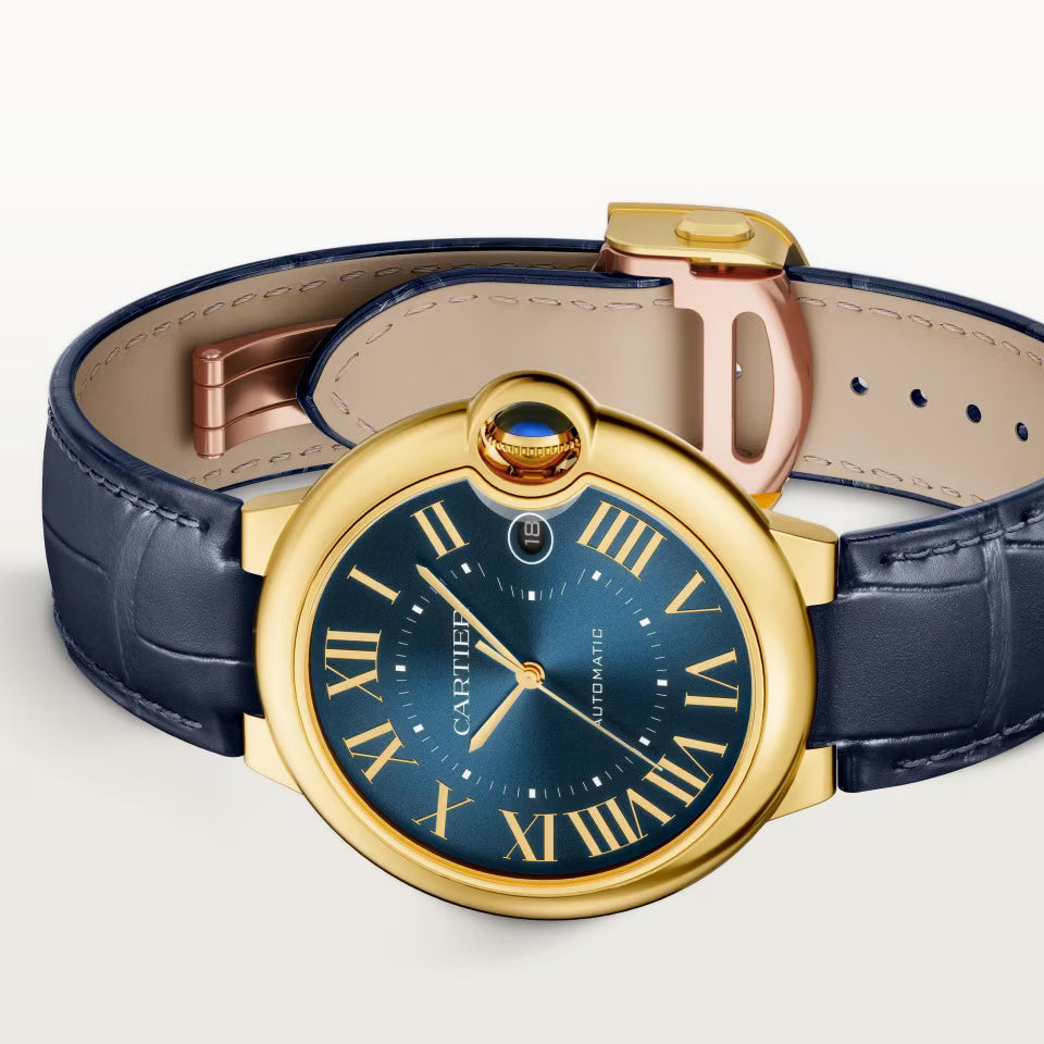 Ballon Bleu De Cartier Watch | 40mm, Alligator Leather Strap, Blue Dial
