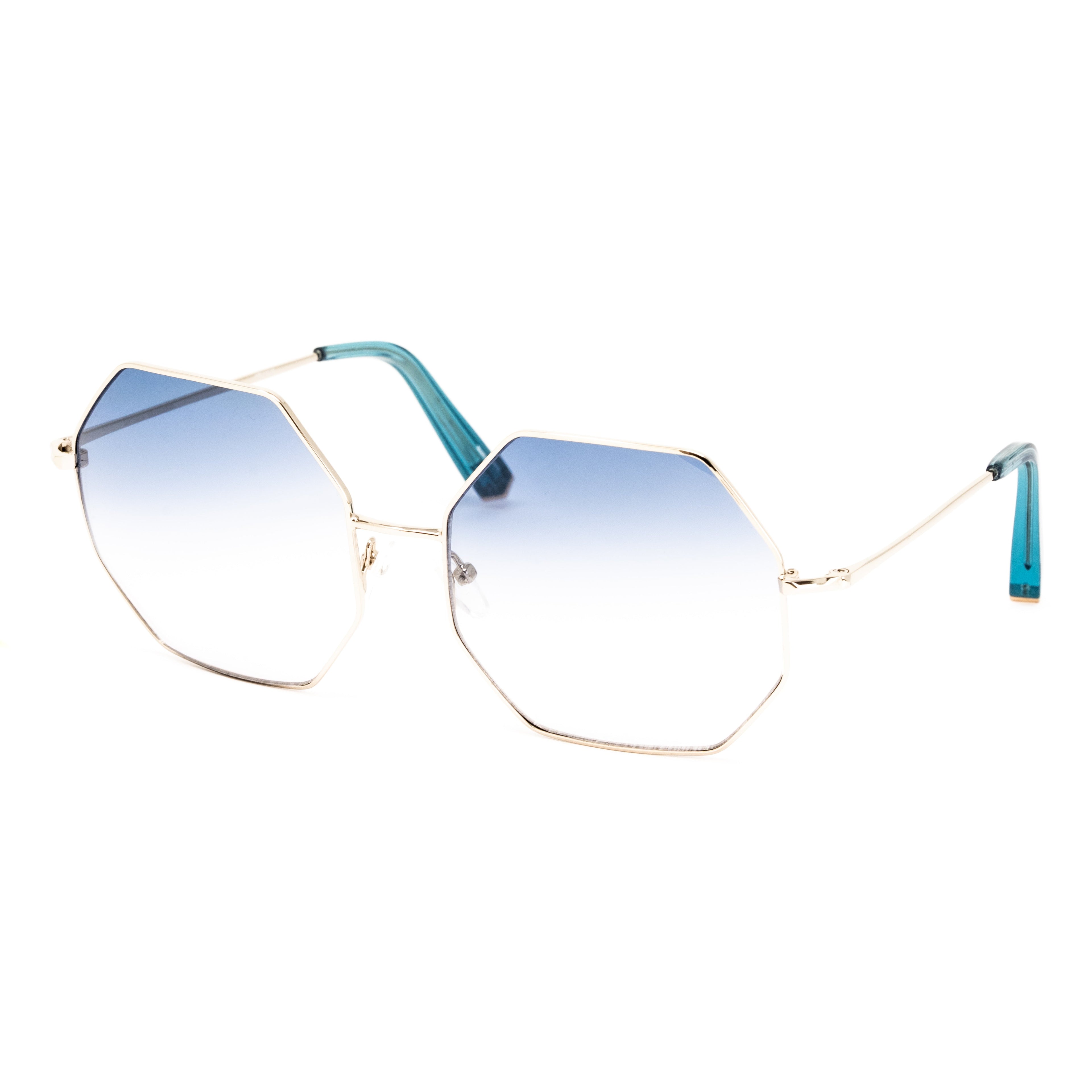 Matthew Williamson x Linda Farrow Blue Octagonal Sunglasses