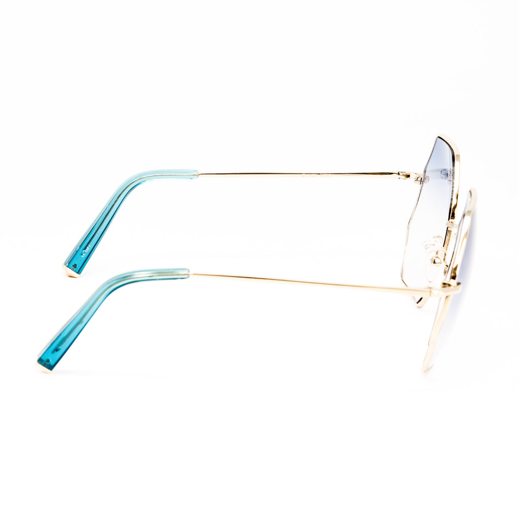 Matthew Williamson x Linda Farrow Blue Octagonal Sunglasses