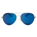 Matthew Williamson Unisex Aviator Sunglasses Steel Blue Mirror