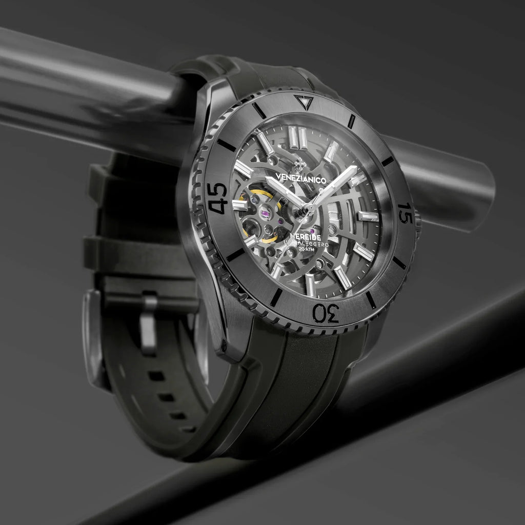 Venezianico Automatic Watch Nereide UltraLeggero 42 Skeleton Black