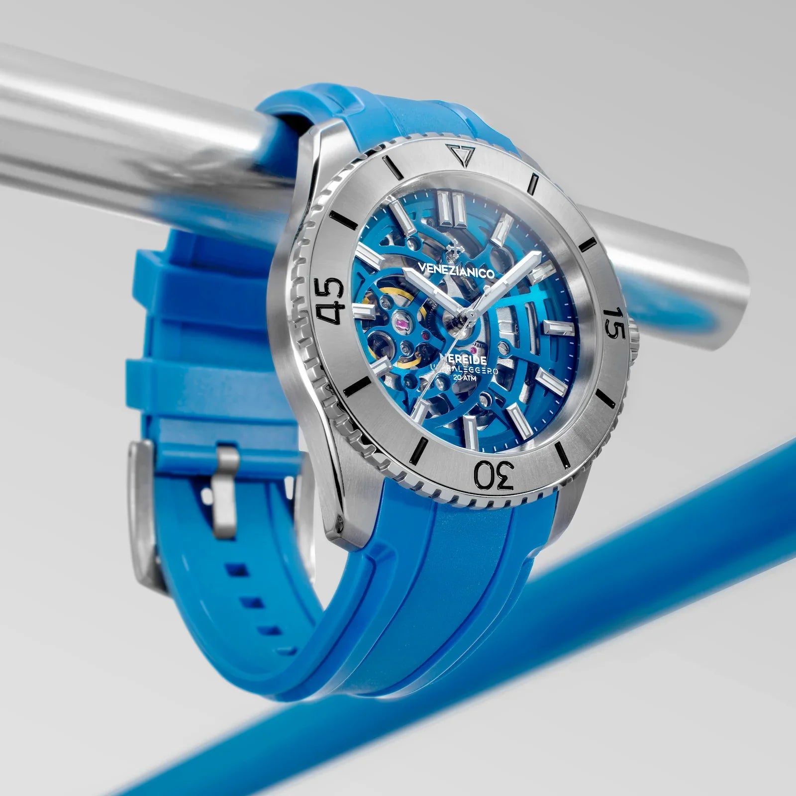 Venezianico Automatic Watch Nereide UltraLeggero 42 Skeleton Aqua