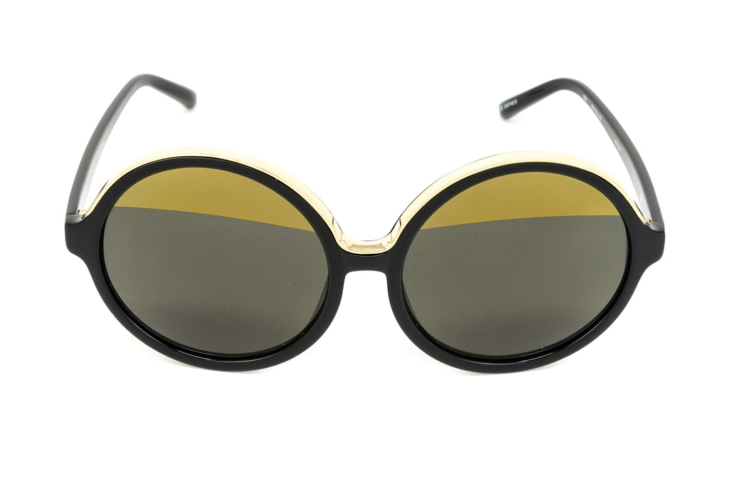 No. 21 Women's Sunglasses Round Black Yellow Gold