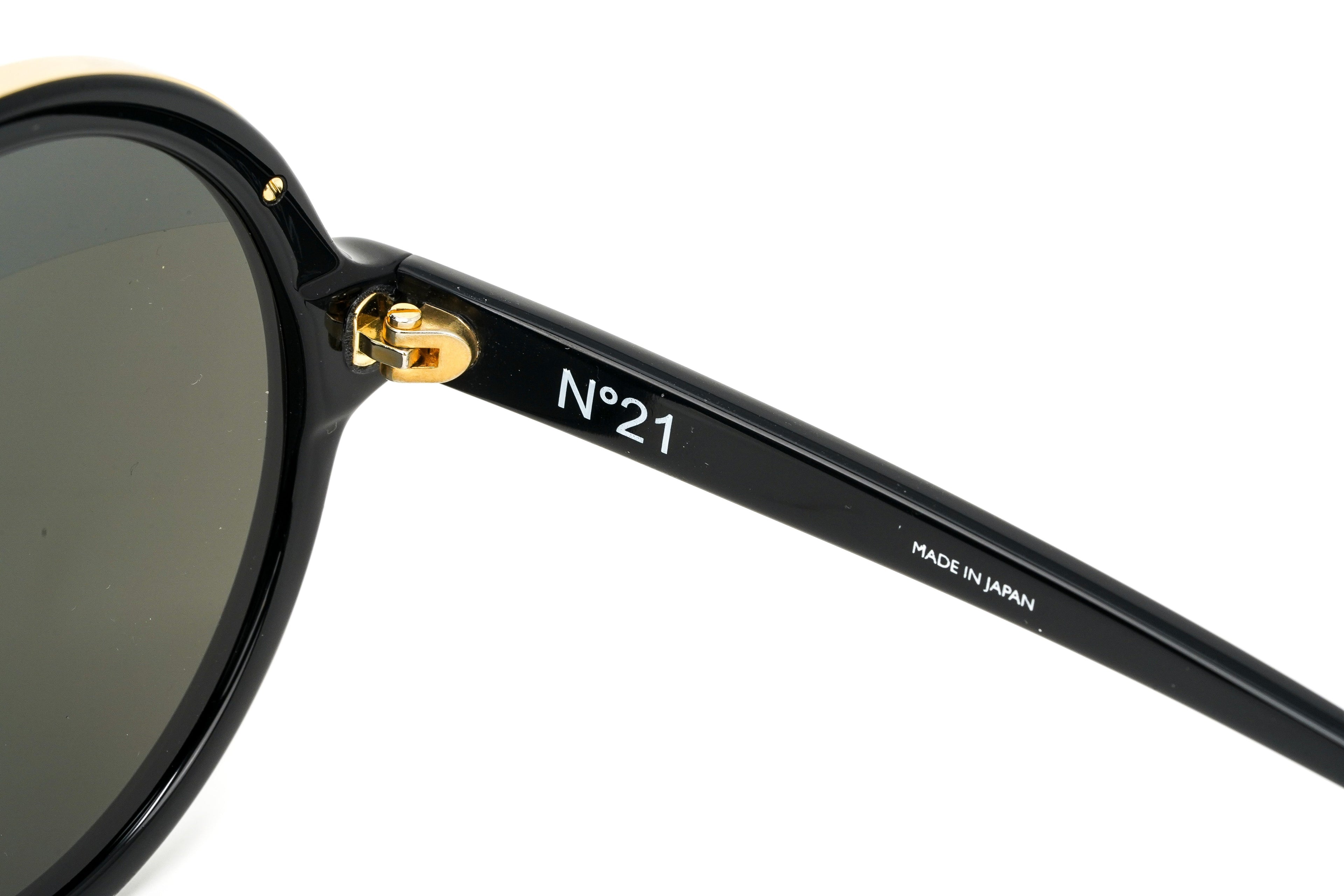 No. 21 Women's Sunglasses Round Black Yellow Gold