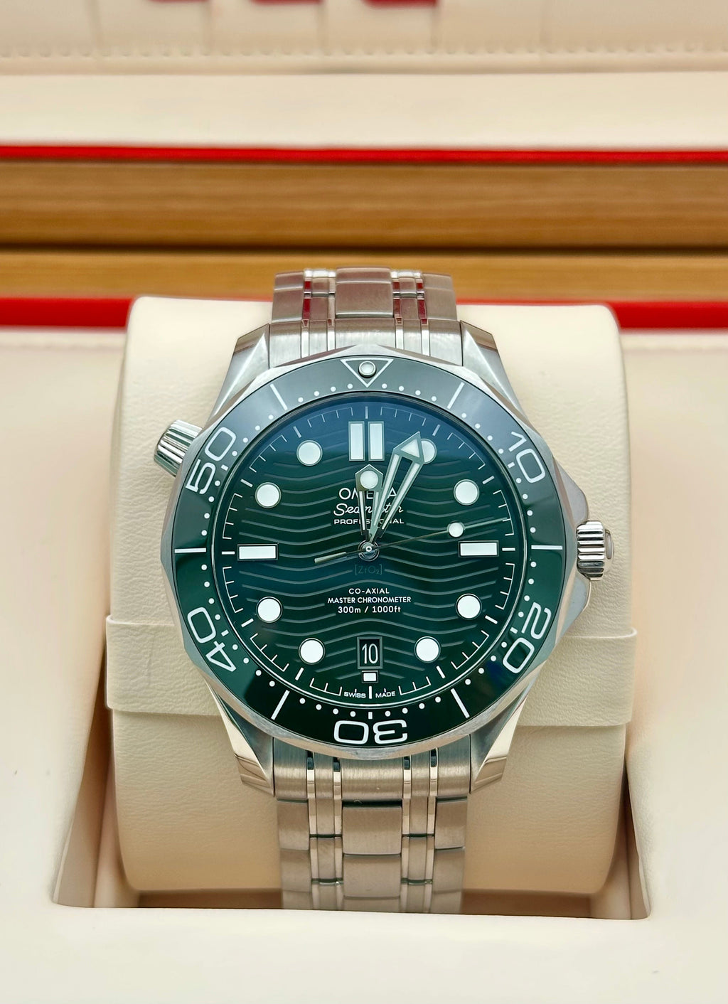 Omega Seamaster Diver 300M Co-Axial Master Chronometer Watch - 42 mm Steel Case - Green Ceramic Dial - 210.30.42.20.10.001