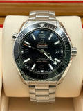 Omega Planet Ocean 600M Co-Axial Master Chronometer Watch - 39.5 mm Steel Case - Unidirectional Black Cermaic Bezel - Black Dial - Black Leather Strap - 215.33.40.20.01.001