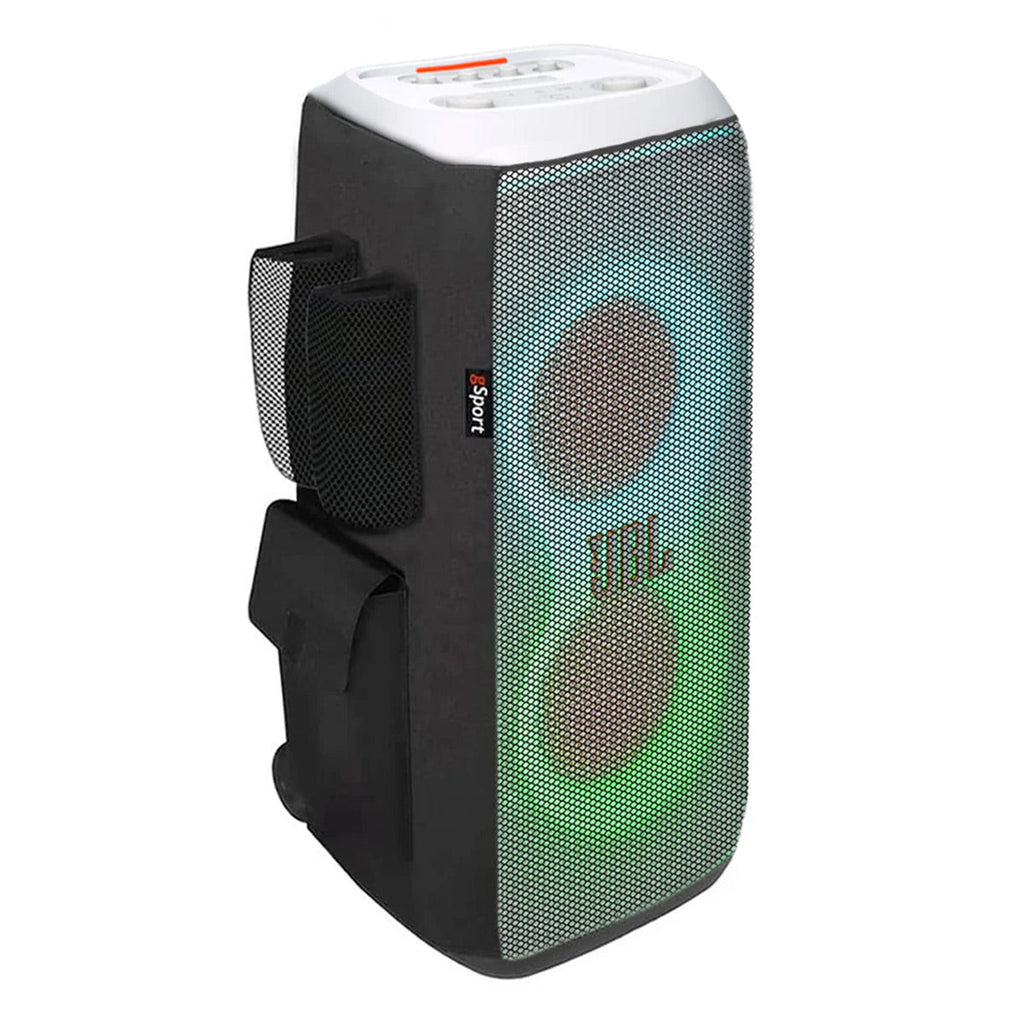 JBL PartyBox Stage 320 Portable Party Speaker with gSport Cargo Sleeve (White)