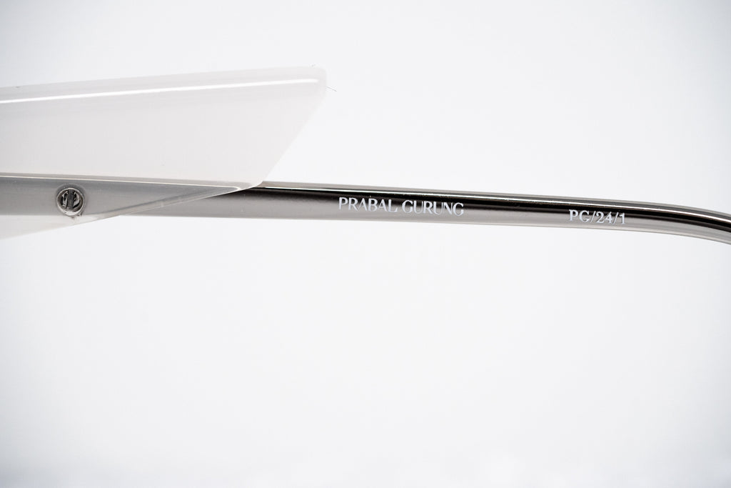 Prabal Gurung Sunglasses Round White Silver and Grey