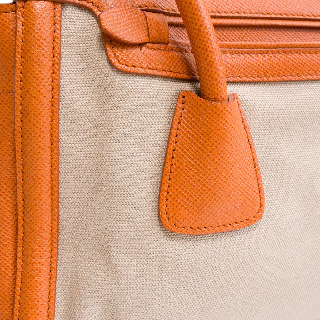 Prada 'Saffiano-Cuir Trimmed Canapa' Tote