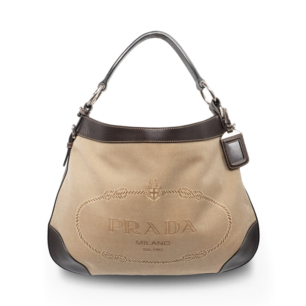 Prada 'Logo Jacquard Canapa Hobo Bag'