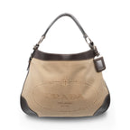 Prada 'Logo Jacquard Canapa Hobo Bag'