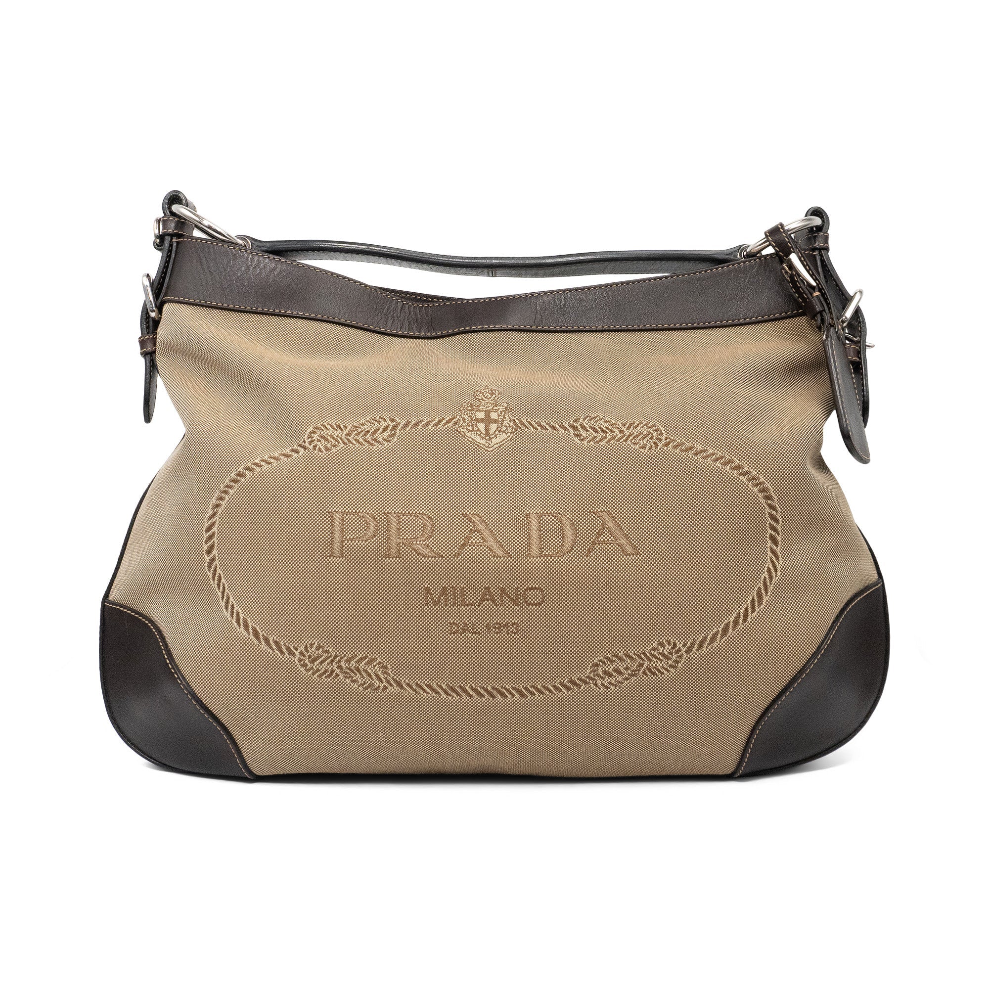 Prada 'Logo Jacquard Canapa Hobo Bag'