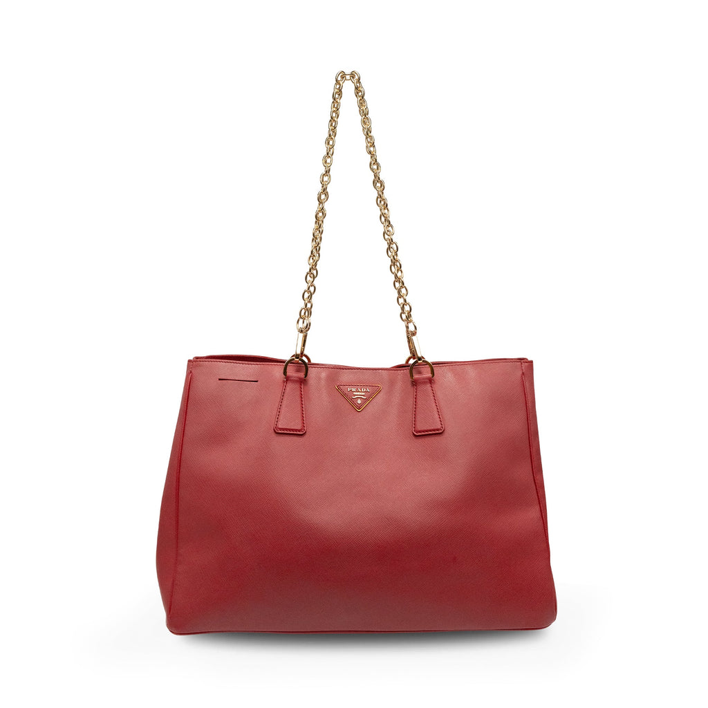 Prada Red Saffiano Tote Bag