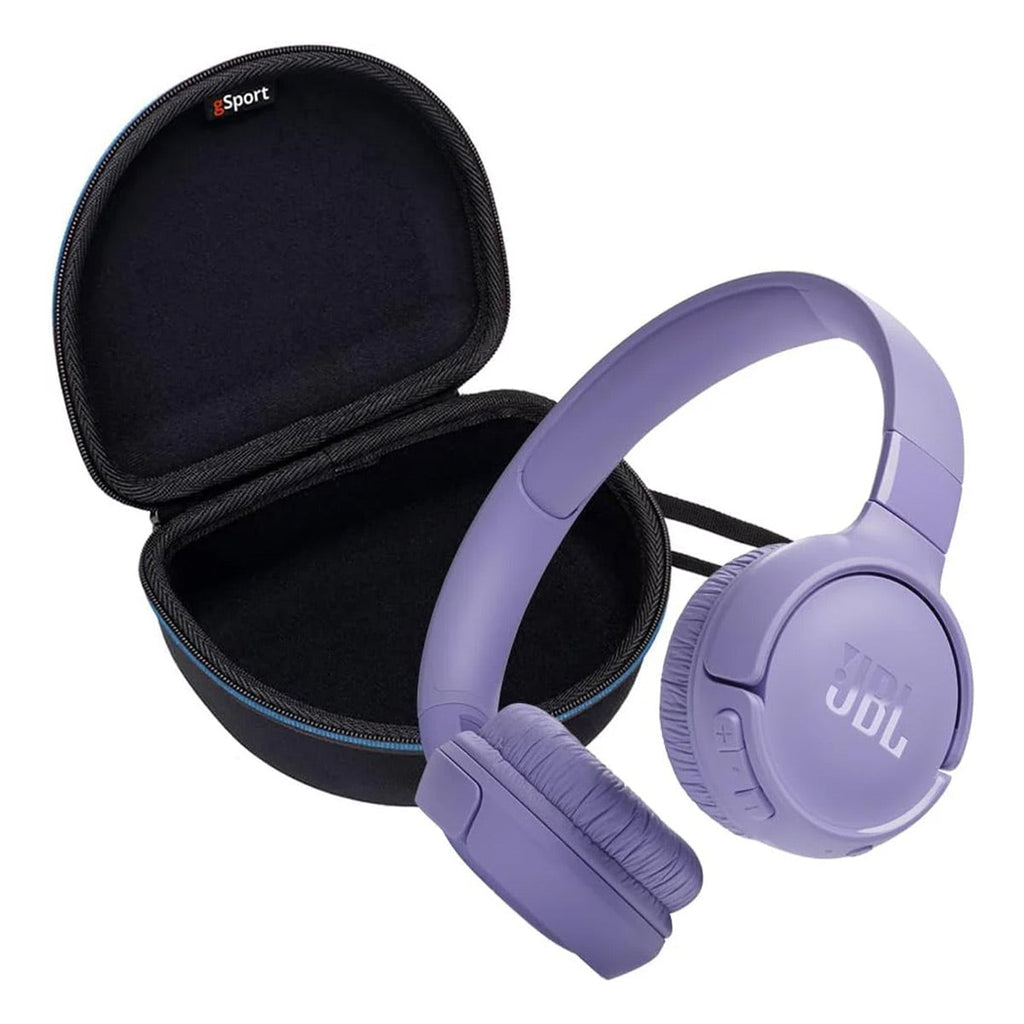 JBL Tune 520BT Wireless On Ear Bluetooth Headphone Bundle with gSport Case (Purple)