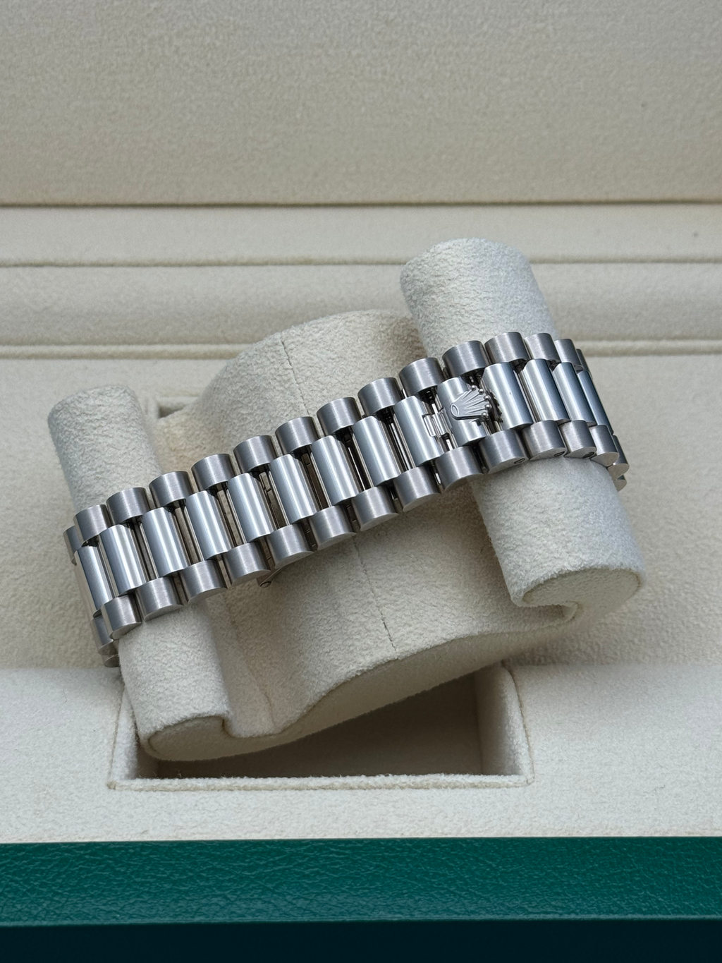 Rolex White Gold Day-Date 40  - Olive Green Bevelled Roman Dial - President Bracelet - 228239 ogrp