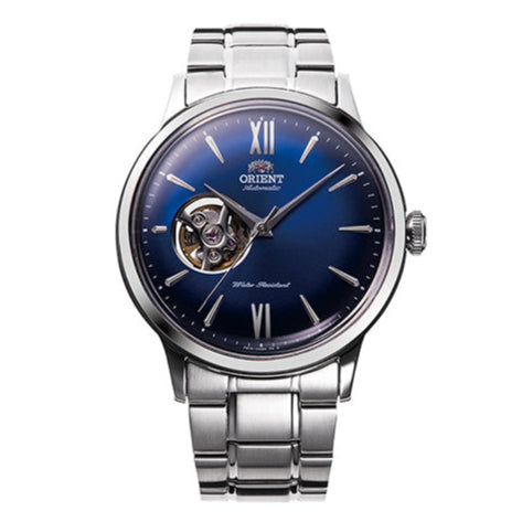 Orient Men's Blue Semi-Skeleton Steel Watch RA-AG0028L