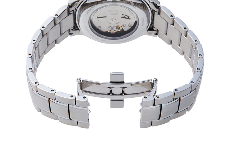 Orient Men's Blue Semi-Skeleton Steel Watch RA-AG0028L
