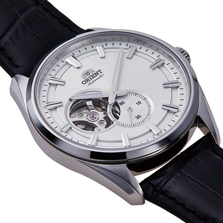 Orient Semi Skeleton Open Heart Men's Silver Watch