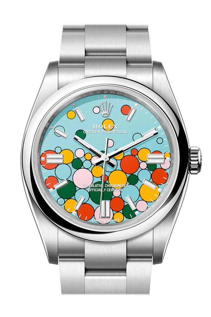 Rolex Oyster Perpetual 36 Turquoise Blue Celebration-motif Dial Stainless Steel