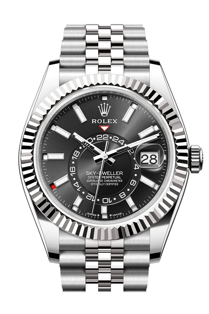 Rolex Sky Dweller 42 Black Dial Oyster Stainless Steel Jubilee Mens  336934