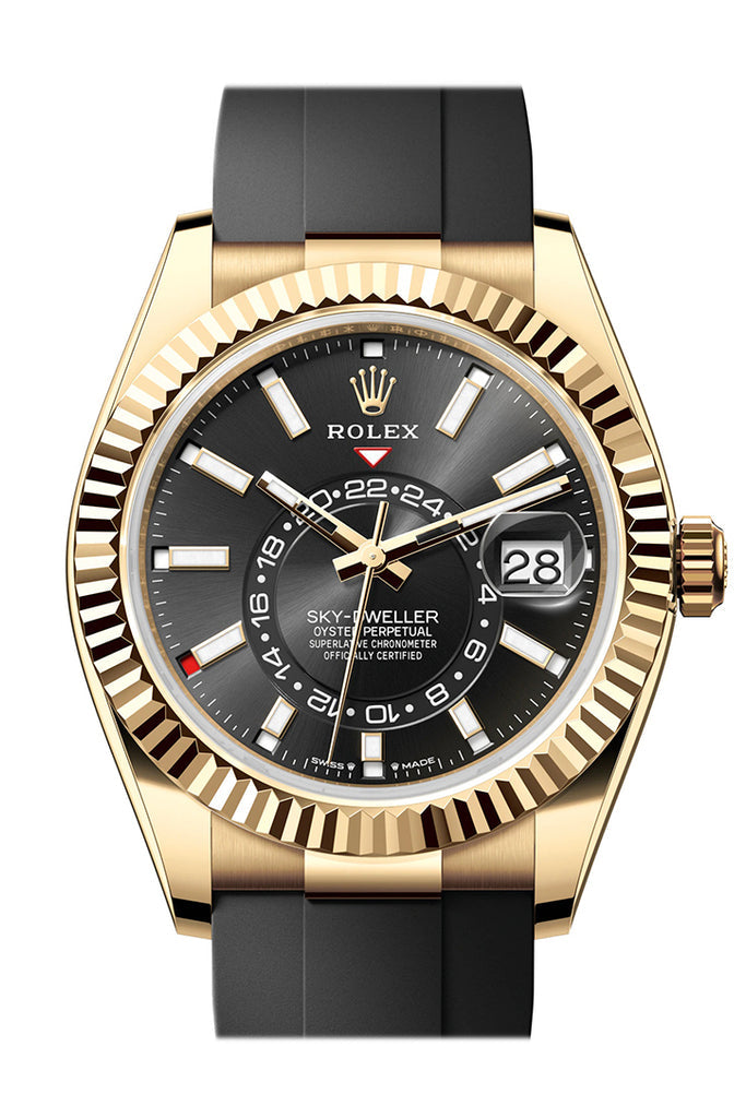 Rolex Sky Dweller 42 Black Dial Yellow Gold Mens  336238