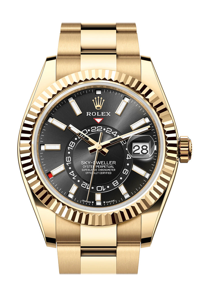 Rolex Sky Dweller 42 Black Dial Yellow Gold Oyster Mens  336938
