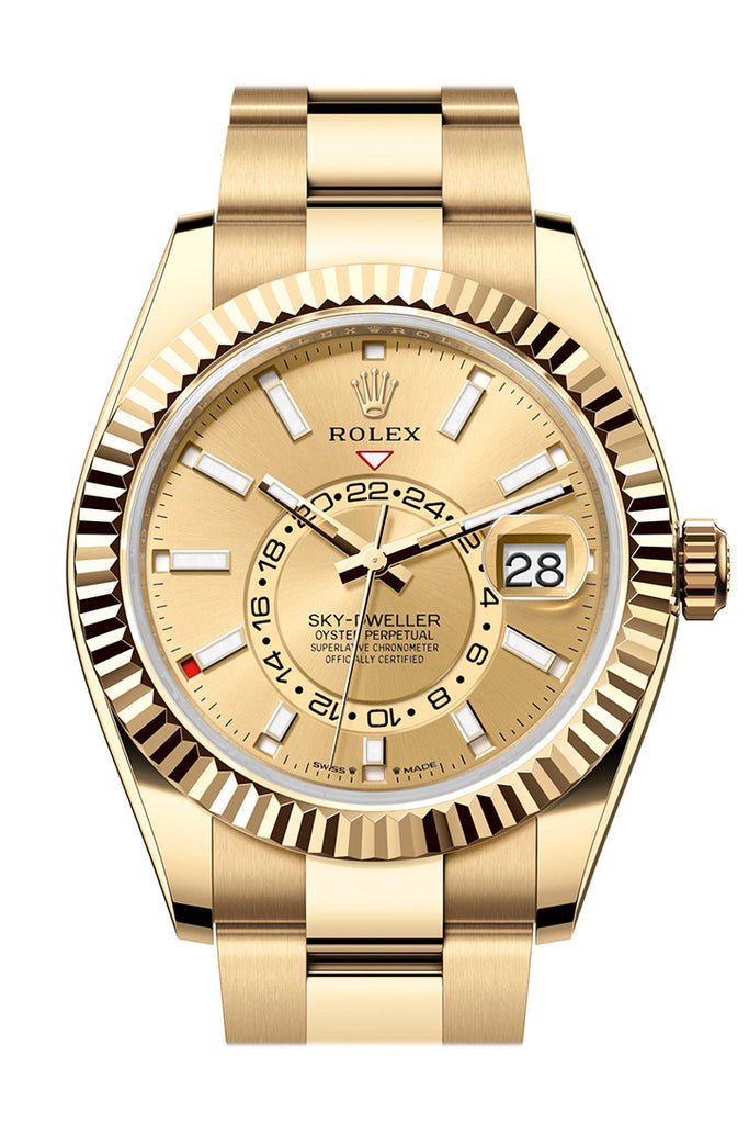 Rolex Sky Dweller 42 Champagne Dial Yellow Gold Oyster Mens  336238