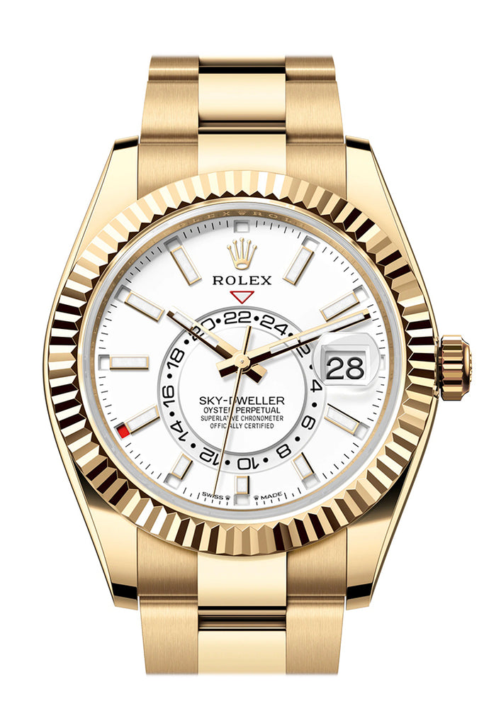 Rolex Sky Dweller 42 White Dial Yellow Gold Oyster Mens  336938
