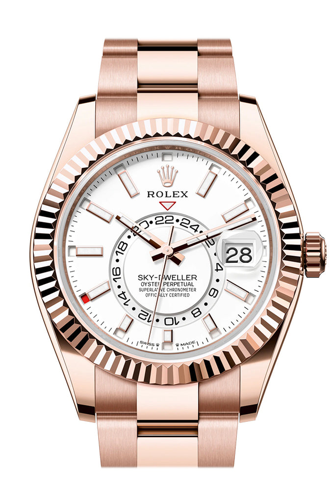 Rolex Sky Dweller 42 White Dial Rose Gold Oyster Mens  336935