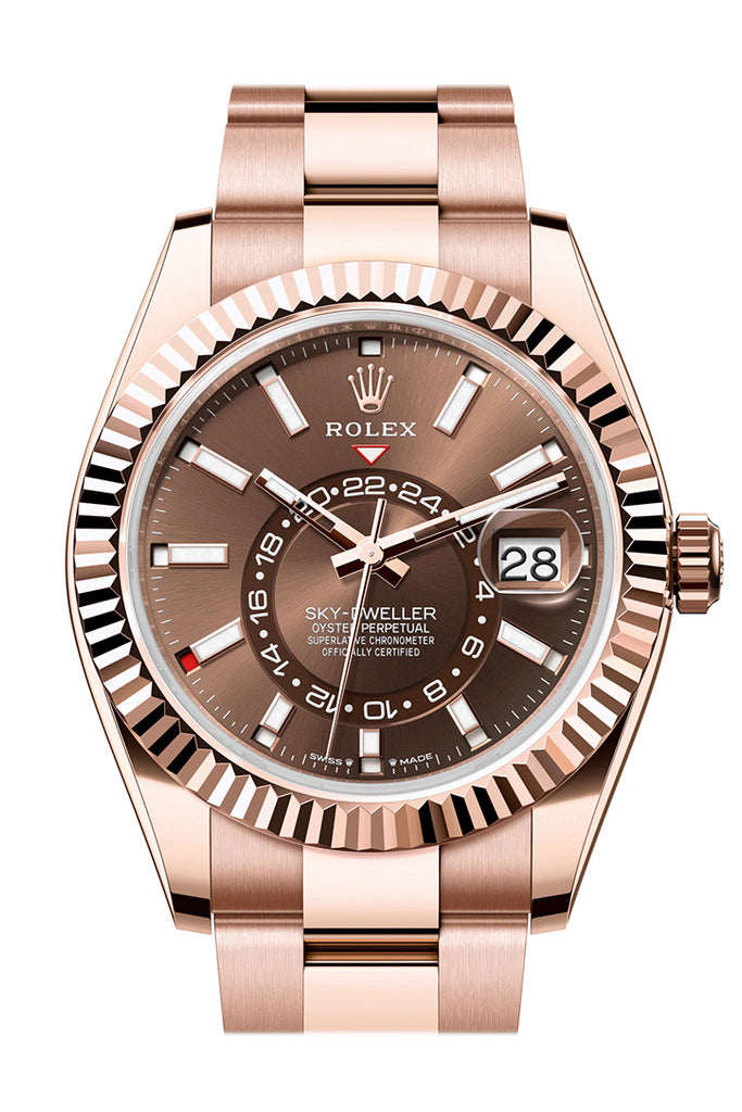 Rolex Sky Dweller 42 Chocolate Dial Rose Gold Oyster Mens  336935