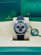 Rolex White Gold  Daytona 40  - Steel Index Dial - Black Oysterflex Strap - 116519LN