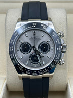 Rolex White Gold  Daytona 40  - Steel Index Dial - Black Oysterflex Strap - 116519LN