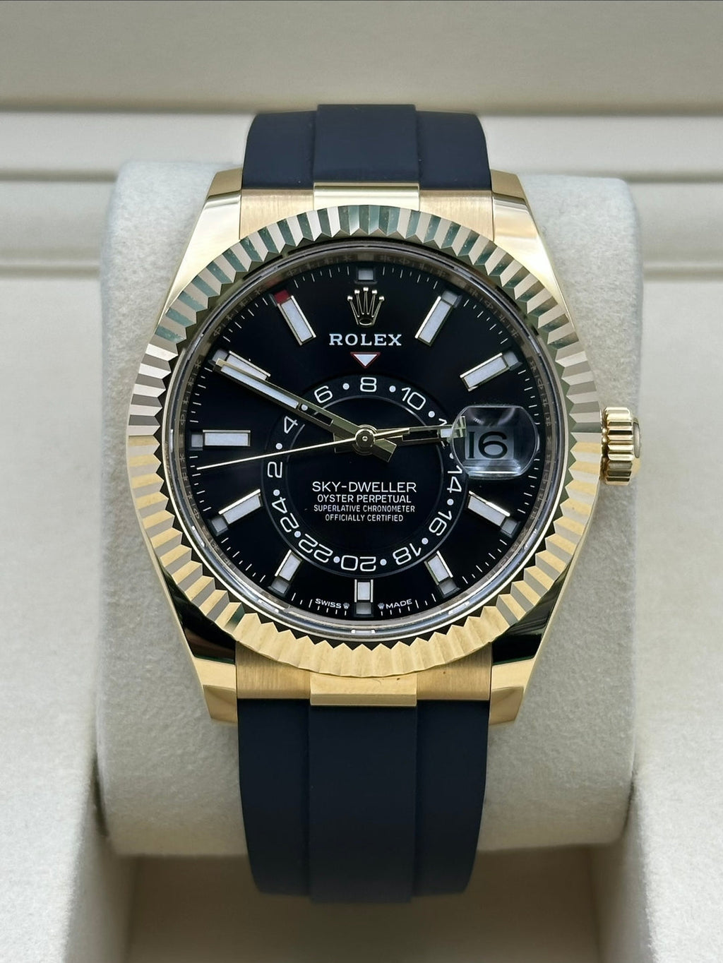 Rolex Sky Dweller 42 Black Dial Yellow Gold Mens  336238