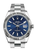 Rolex White Rolesor Datejust 41  - Bright Blue Fluted Motif Index Dial - Oyster Bracelet - 126334 blflmio