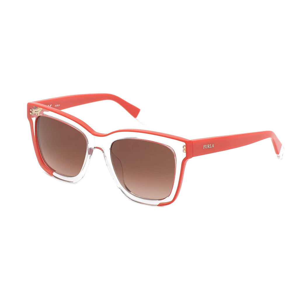 Furla Women's Sunglasses Classic Square Clear/Red