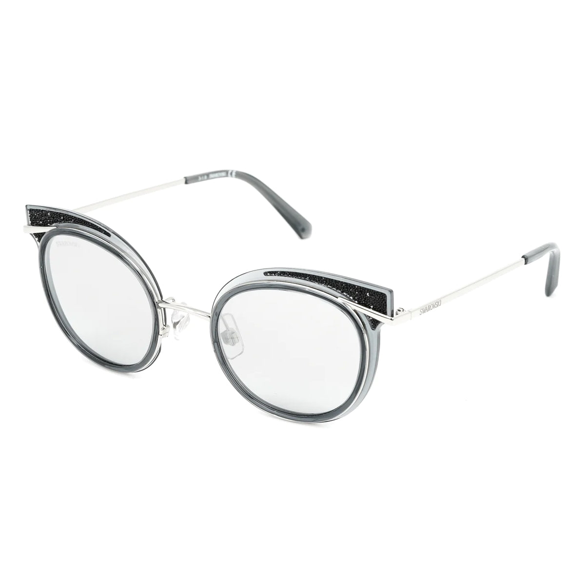 Swarovski Women's Sunglasses Round Cat Eye Black