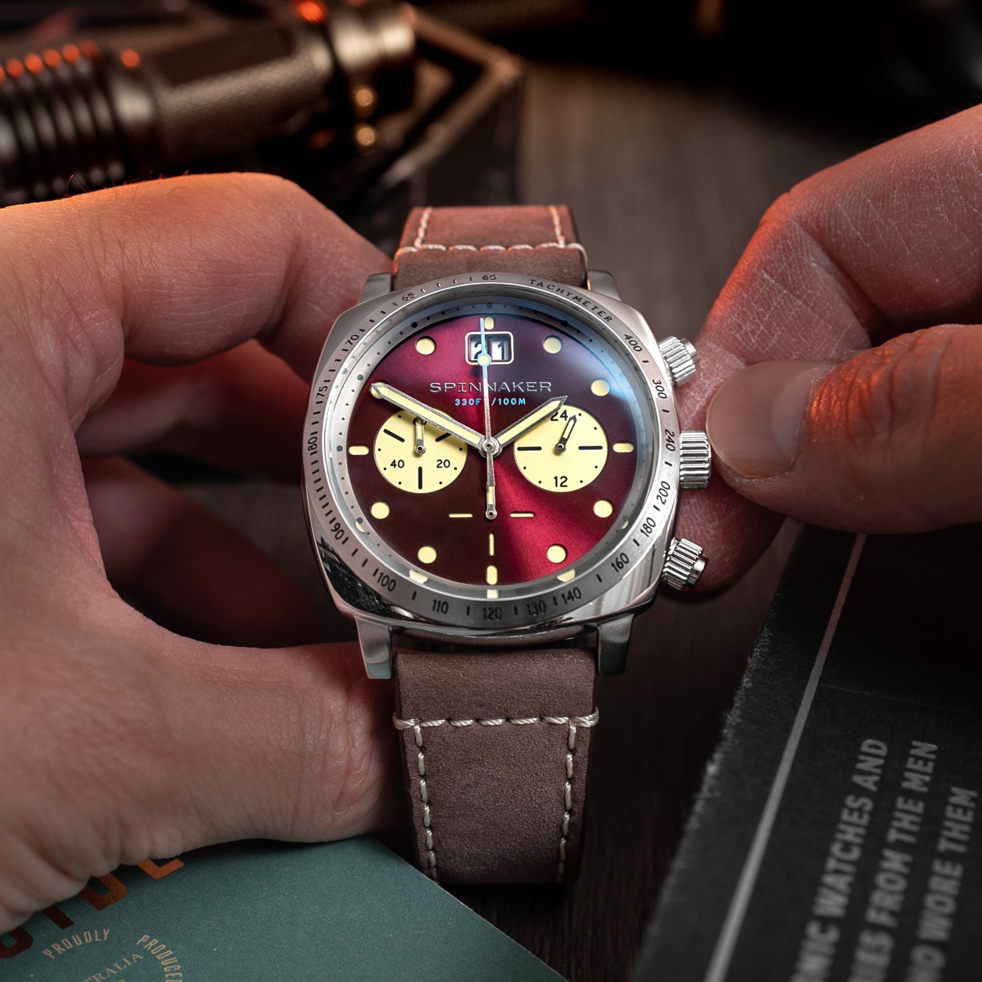 Spinnaker Hull Men's Red Retro Chronograph Watch