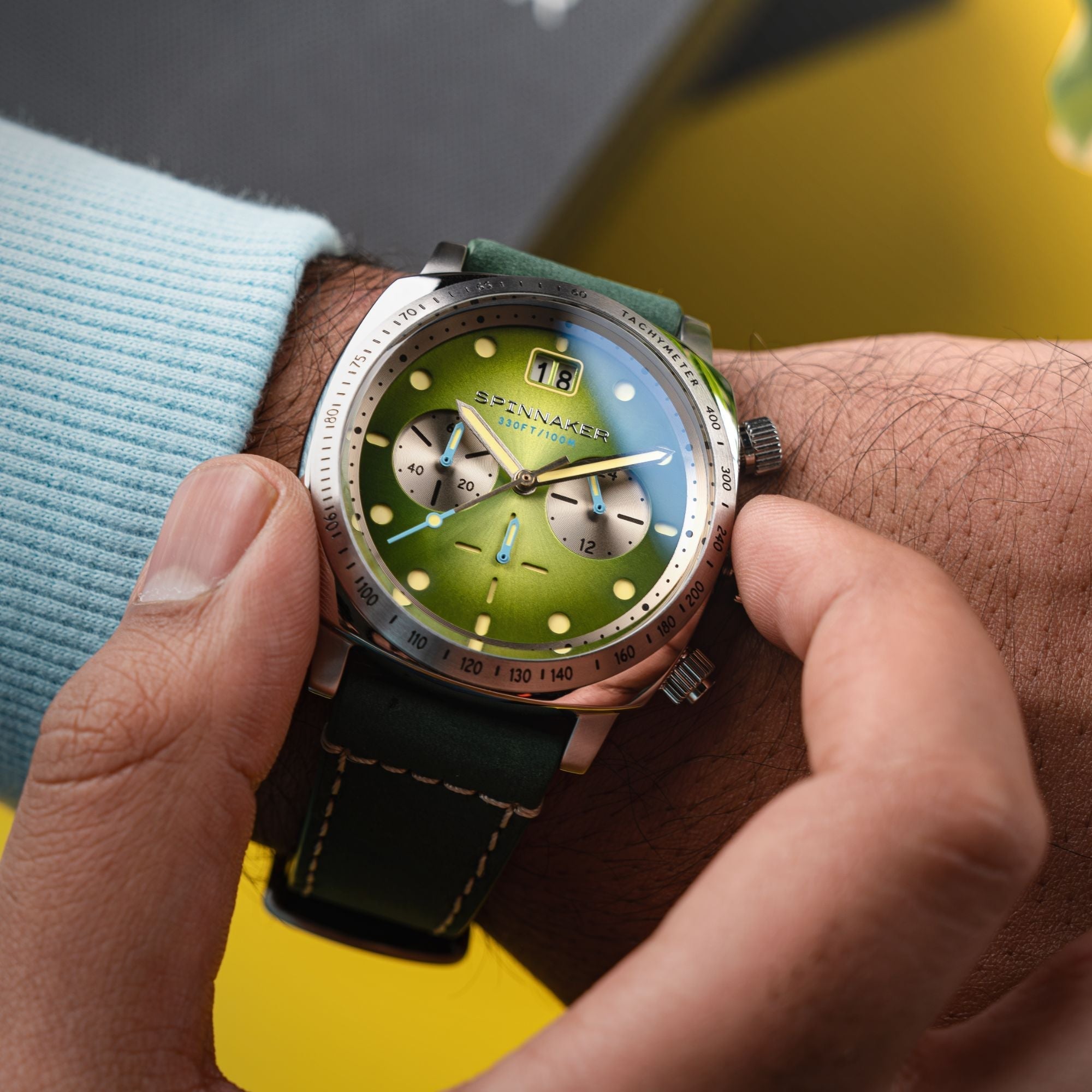Spinnaker Hull Men's Green Retro Chronograph Watch