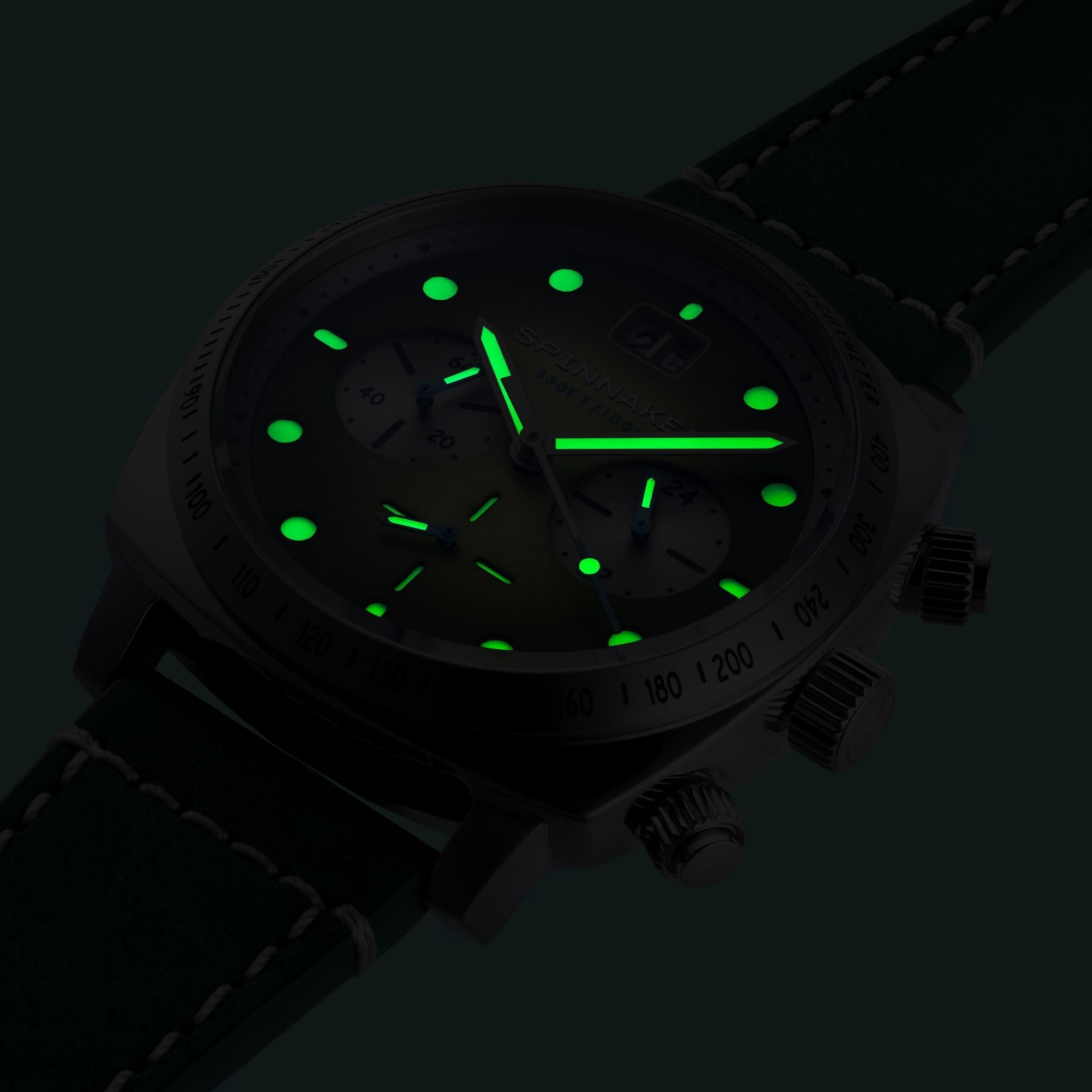 Spinnaker Hull Men's Green Retro Chronograph Watch
