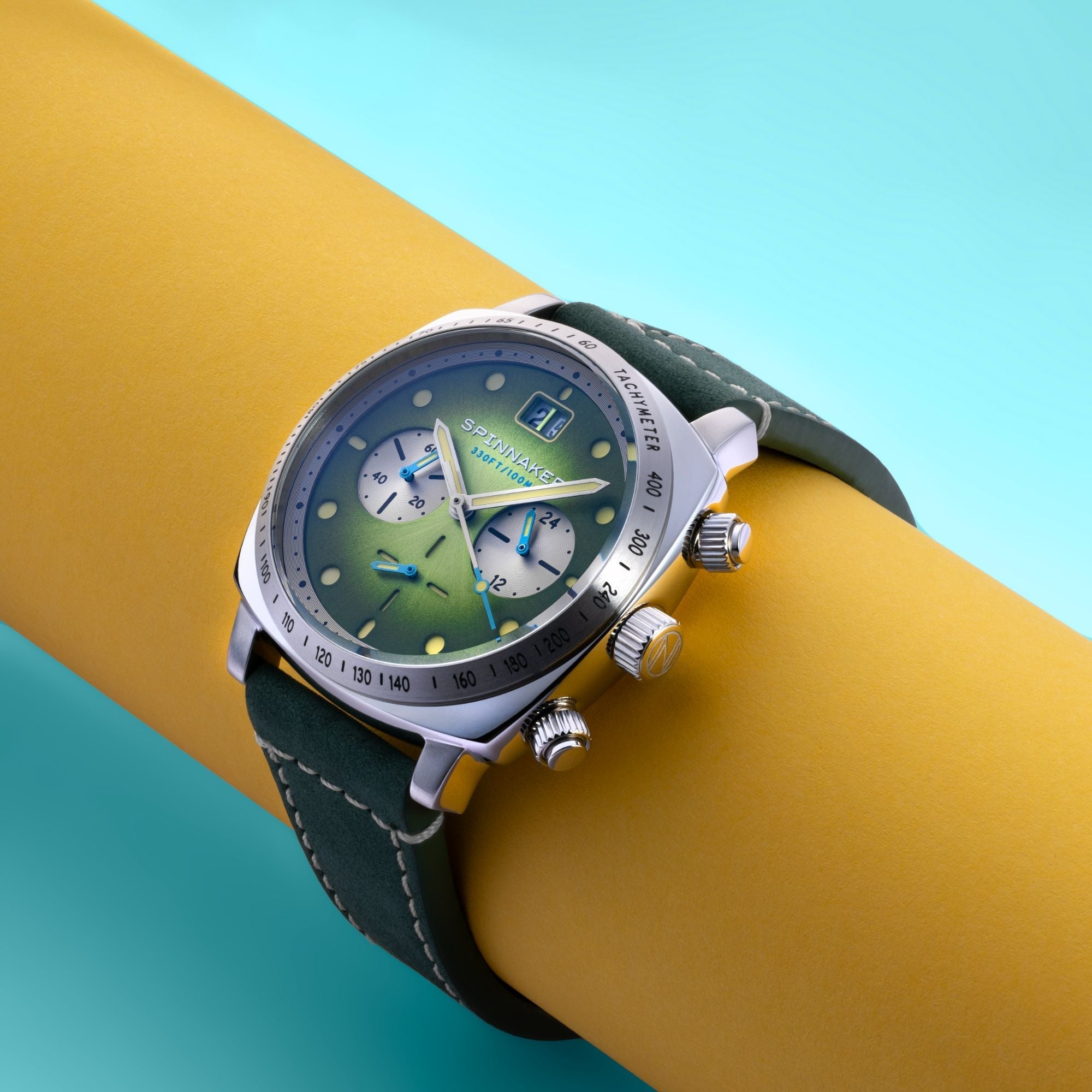 Spinnaker Hull Men's Green Retro Chronograph Watch