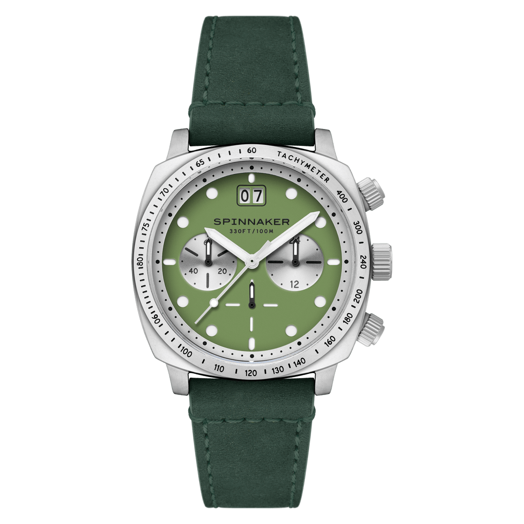 Spinnaker Hull Green Chronograph Men’s Watch with Leather Strap