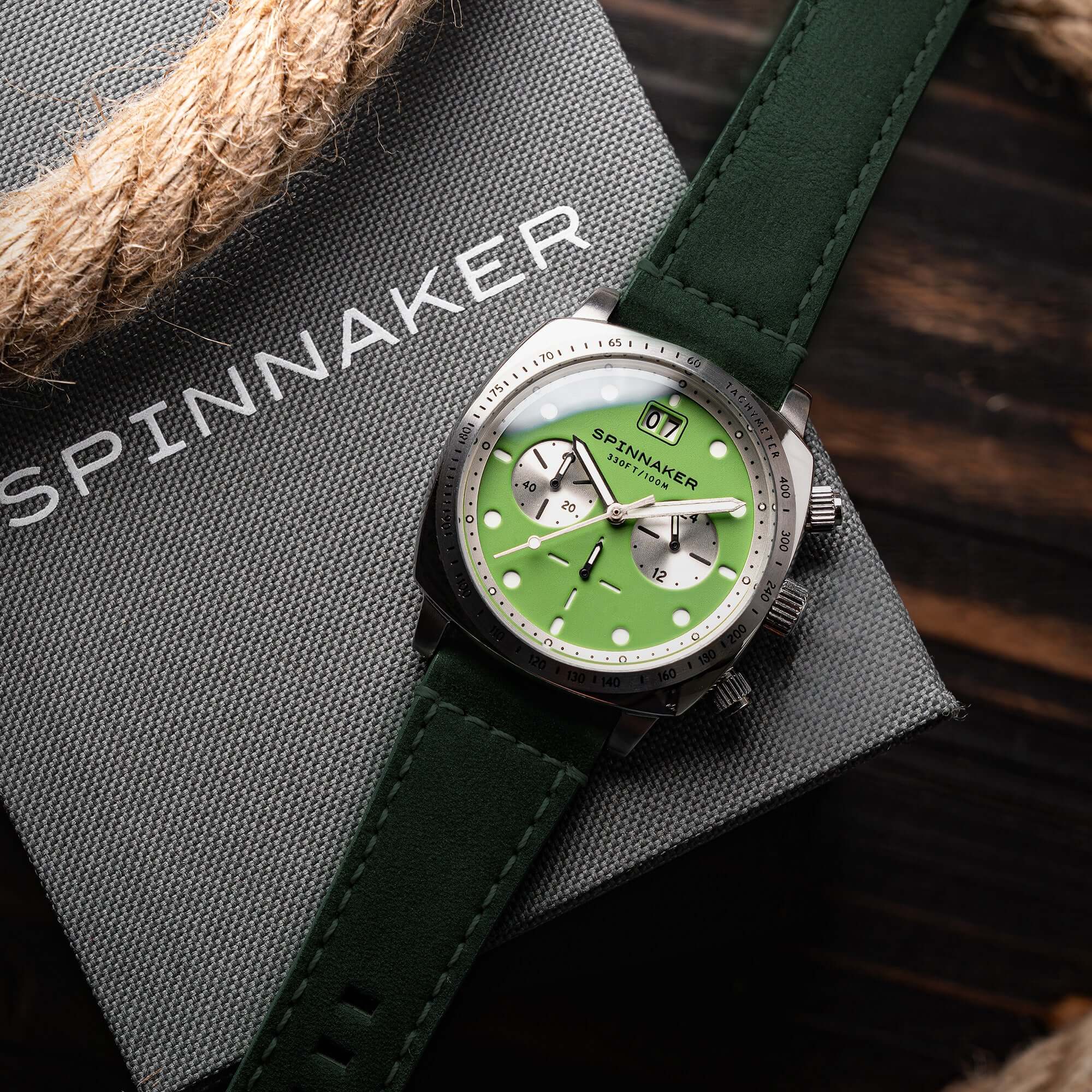 Spinnaker Hull Green Chronograph Men’s Watch with Leather Strap