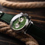 Spinnaker Hull Green Chronograph Men’s Watch with Leather Strap
