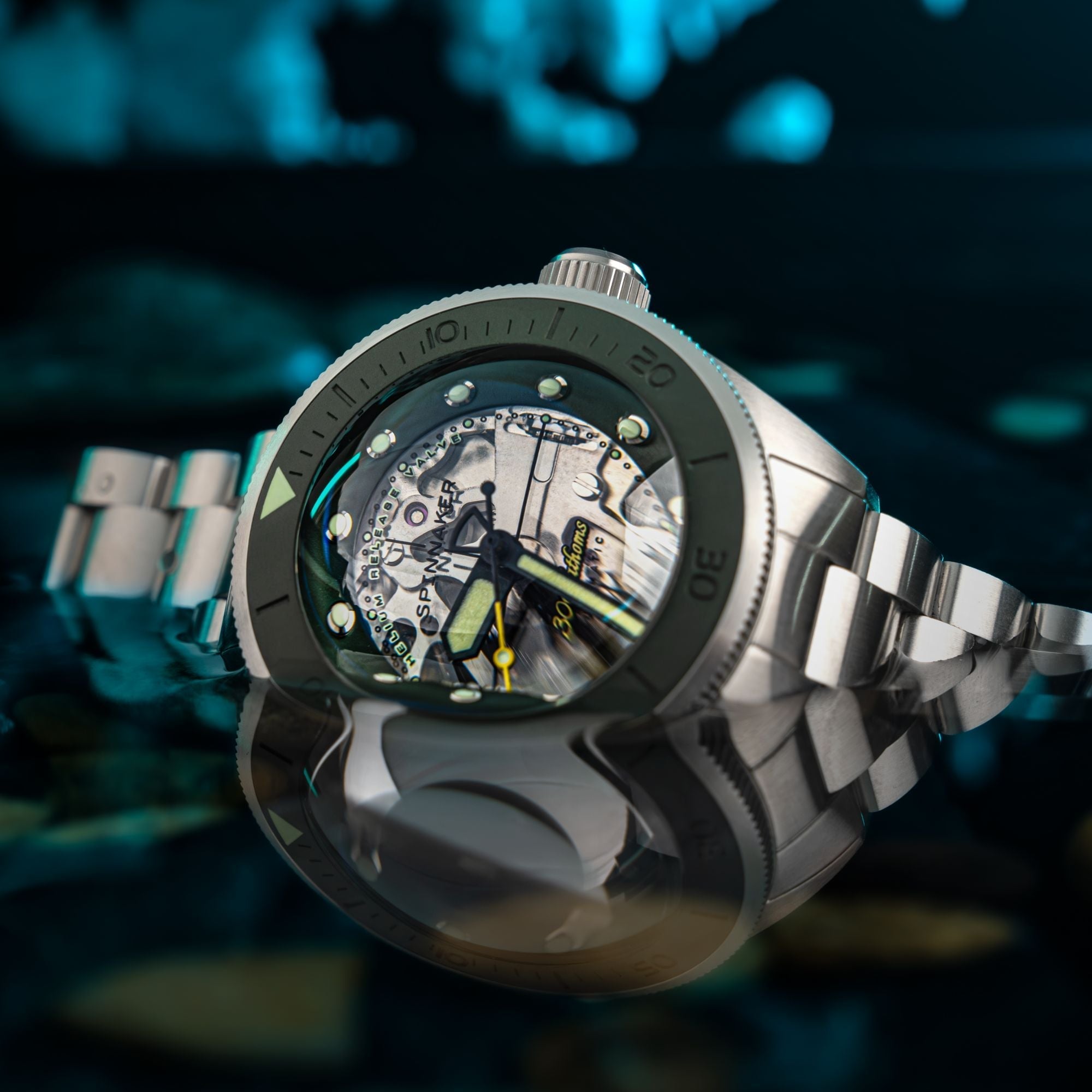 Spinnaker Piccard Skeleton Men's Green Diver Watch